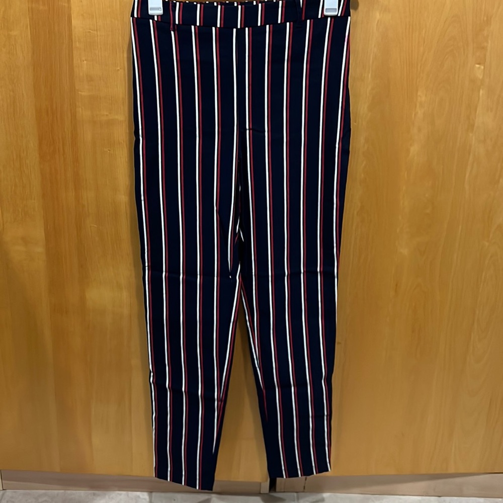 Forever 21 Harper Pant- Navy Blue, White, Red Stripes